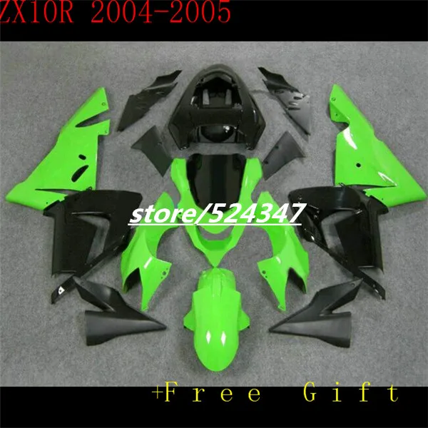 

Верхний зеленый черный комплект обтекателей для KAWASAKI Ninja ZX10R 04 05 ZX-10R 2004-2005 ZX 10R 2004 2005 комплект обтекателей для мотоциклов