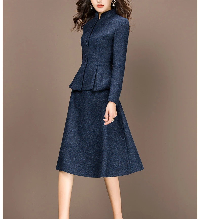 2 piece outfits for women Fashion Autumn Winter Two Piece Set ELegant Office Lady Suit Plus Size 3XL casaco feminino LX439