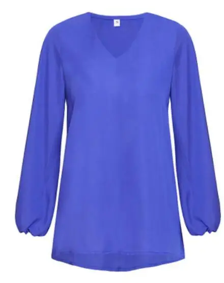 blue Baharcelin 4XL 5XL летние женские рубашки для девочек топы Летняя однотонная втулка Свободная шифоновая блузка рубашка плюс размер верхняя одежда - Цвет: blue