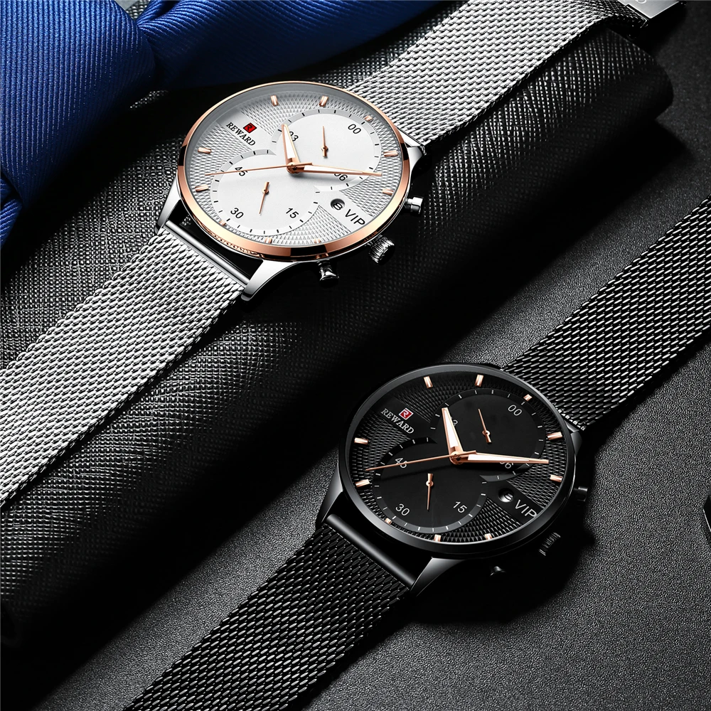 Часы наручные мужские с сетчатым браслетом Брендовые спортивные модные