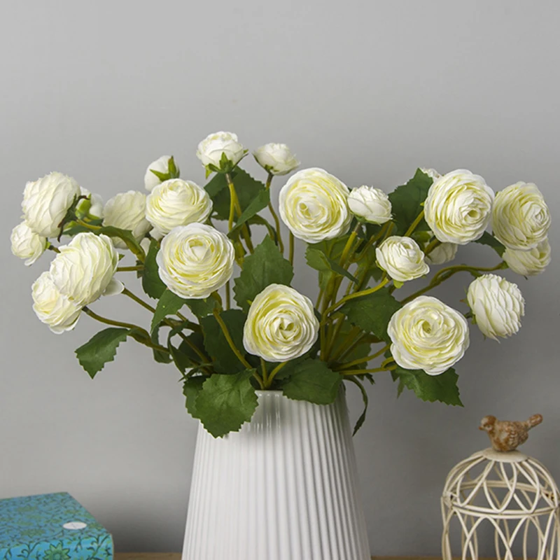 3 головки маленький Лотос Европейский искусственный Шелковый цветок букет