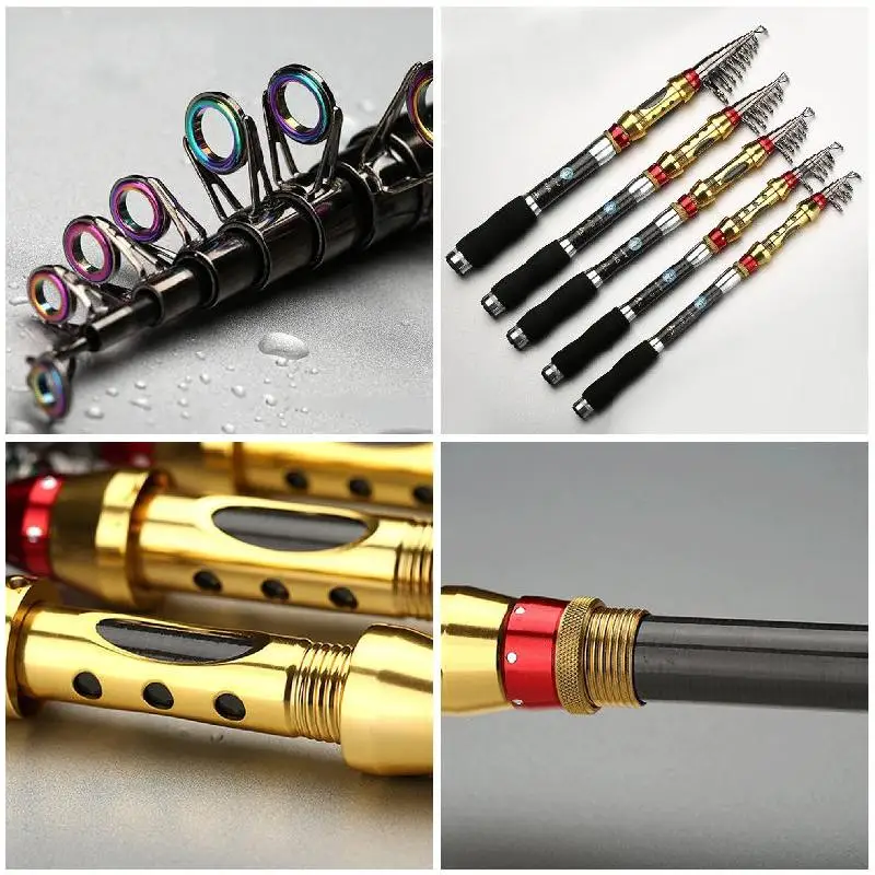 Telescopic Fishing Rod Carbon Fiber Travel Spinning Pole Reel Fish Tackle 1.8/2.1/2.4/2.7/3.0/3.6m BB55 | Спорт и развлечения
