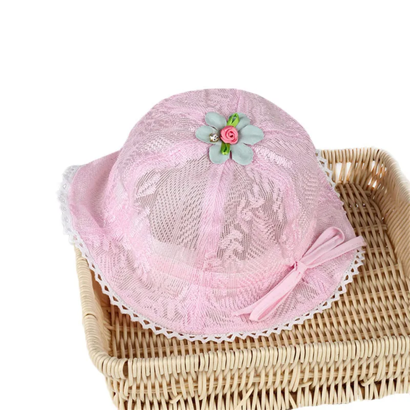 Детская летняя прозрачная кружевная шляпа для девочек с вырезом, рыбацкая шляпа-вазон с цветочным принтом и защитой от солнца - размер 40.
