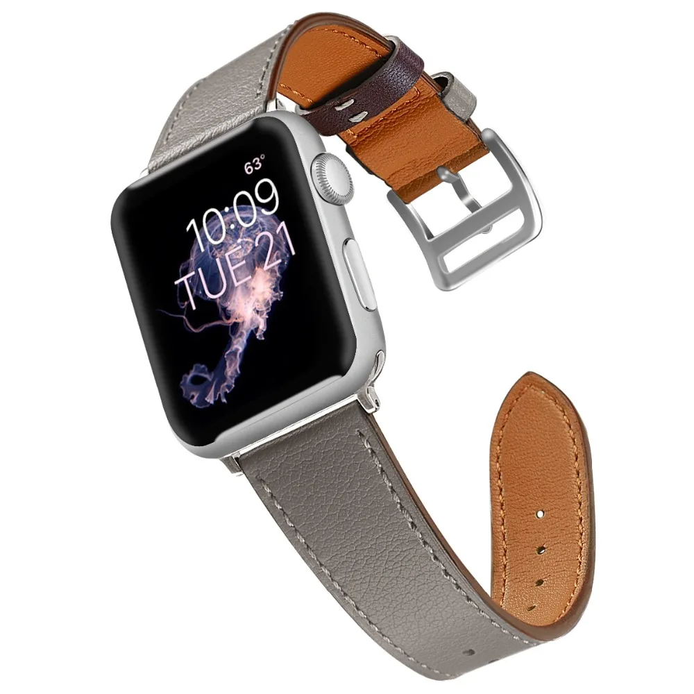 Ремешок из натуральной кожи для apple watch 4 44 мм 40 мм iWatch ремешок 42 мм 38 мм кожаный ремешок для apple watch 3 2 1