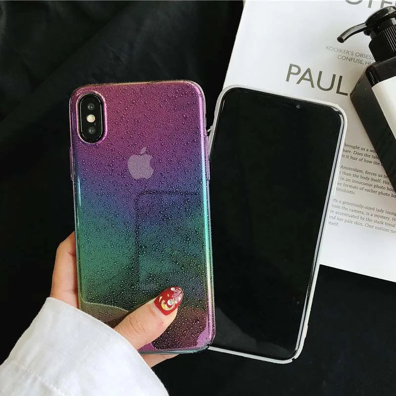 JIBAN Newest 3D water beads Phone Case for iPhone X 6 6s 7plus Cute Rainbow All-inclusive hard Back Cover Apple iphone 8 |
