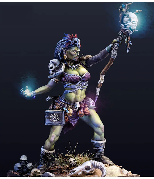 1/24 75 мм игрушка шаман ORC woman warrior модель смолы миниатюрная фигурка из Неокрашенная