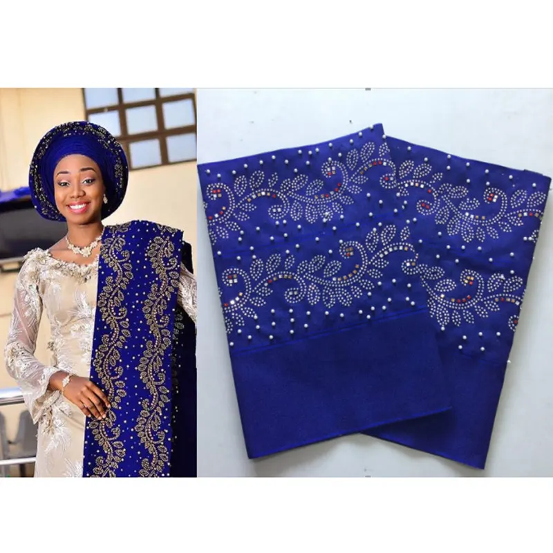 Африканский шарф Aso Oke с камнями головной убор ткань нигерийский дизайн Asooke