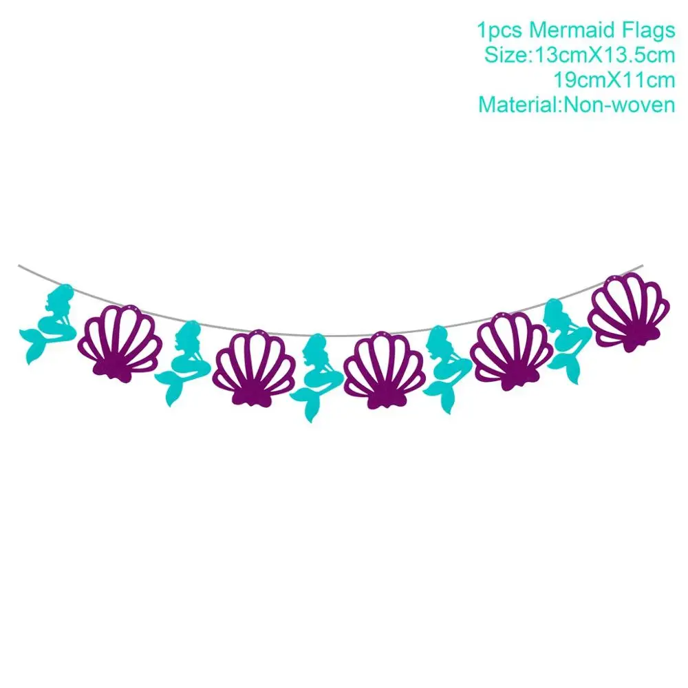 Mermaid flags QIFU Русалочка шар шарики для праздника декор для вечеринки в честь Дня Рождения малыш пользу ребенок русалка шарики для вечеринок Happy плакат "с днем рождения" питания - Цвет: Mermaid flags