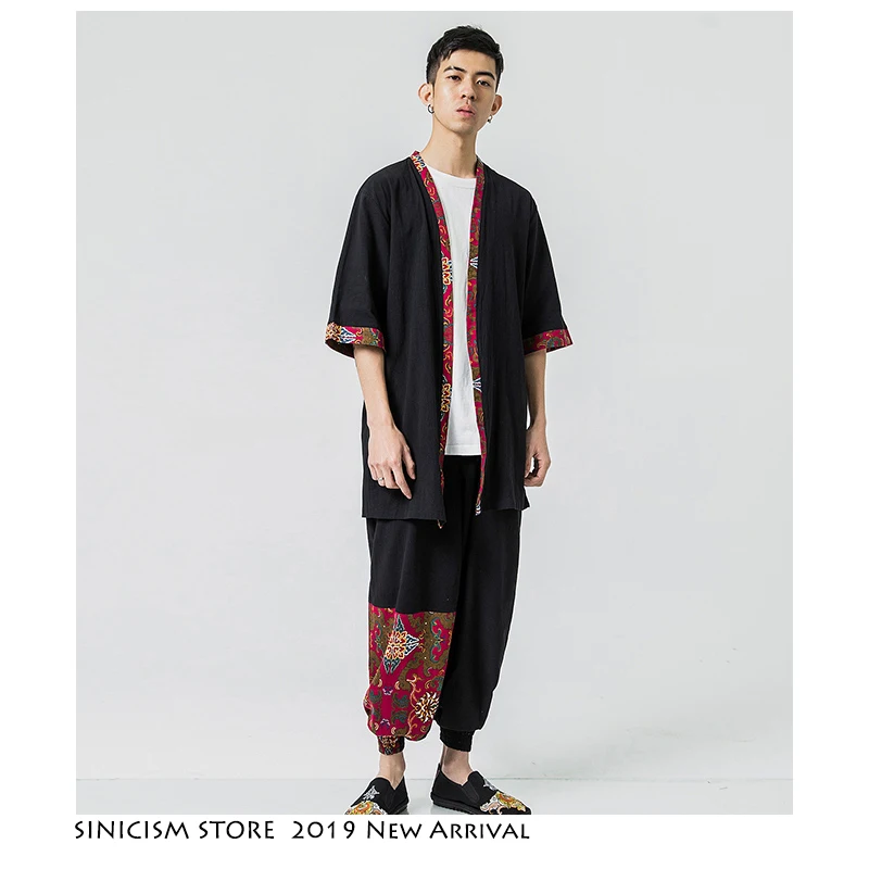 Мужской Хлопковый спортивный костюм Sinicism Store красный в китайском стиле для лета