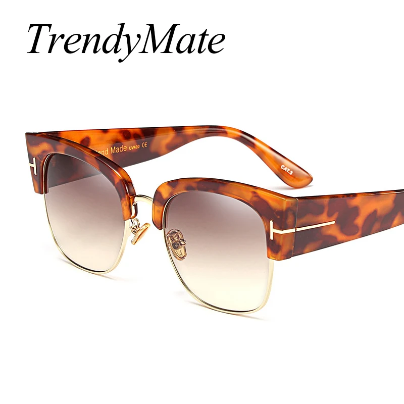 Очки солнцезащитные женские с полуободковой оправой UV400 1140T|brand sun glasses|designer