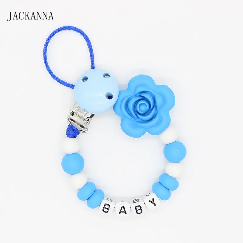 Персонализация имя клипсы для соски младенческой Цветок соска держатель цепи