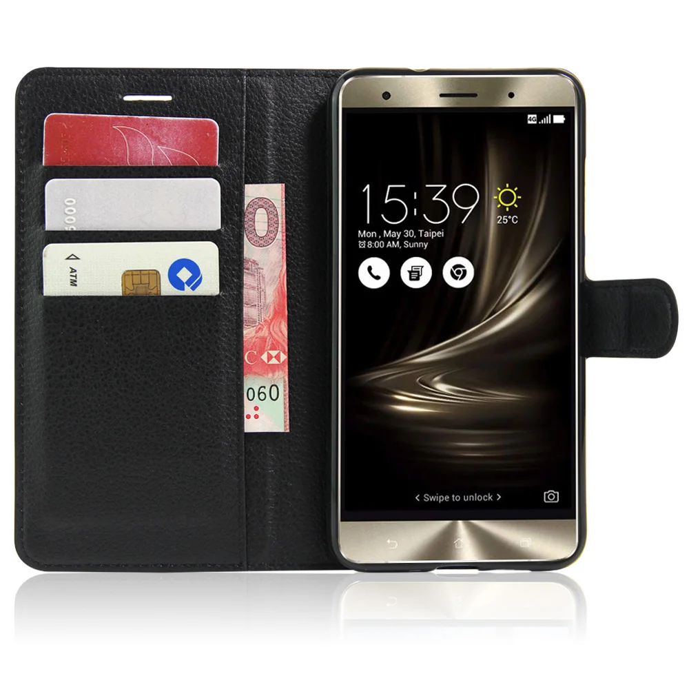Флип чехол для Asus Zenfone 3 Deluxe ZS550KL Бумажник кожаный стенд с держатель карт Телефон