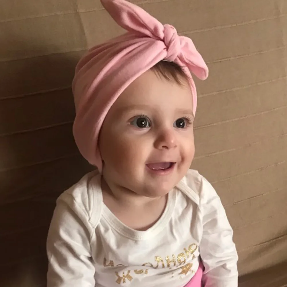 Новые детские шапки кроличьи уши Beanie шляпа прекрасный хлопковый галстук бабочка