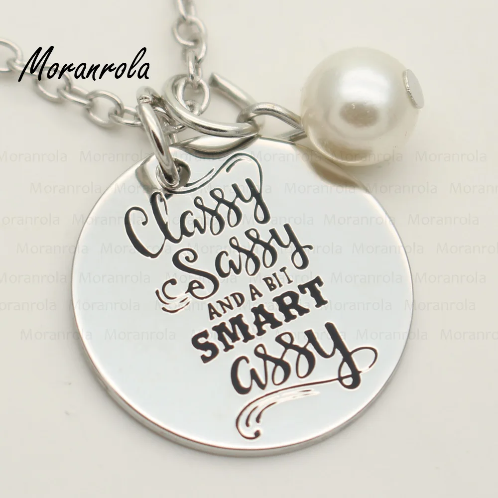 Новое поступление ожерелье и брелок с надписью Classy Sassy And A Bit Smart Assy серебристая