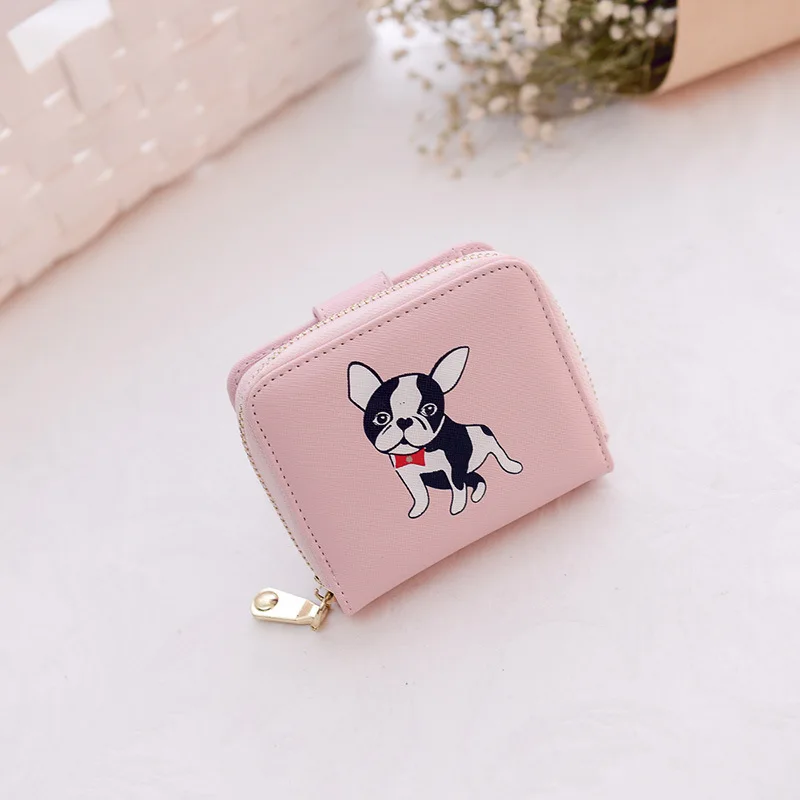 Короткий кошелек для женщин Дамский клатч с собакой и несколькими кармашками