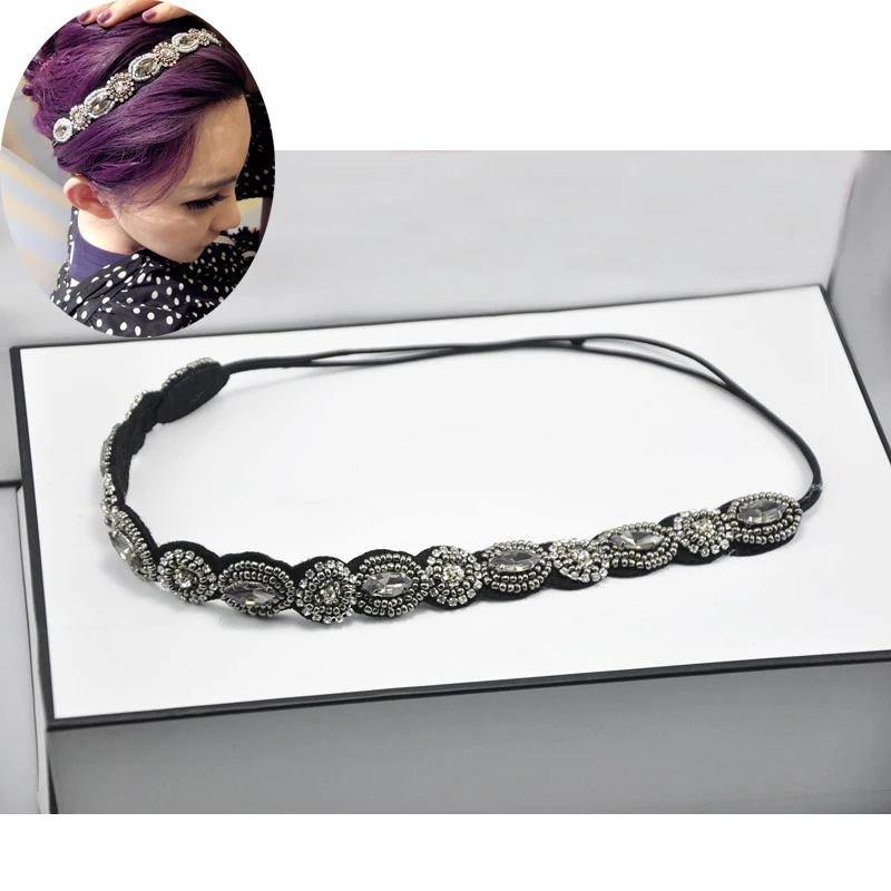 Женская повязка на голову с серыми бусинами и кристаллами|fashion hair styling|accessories