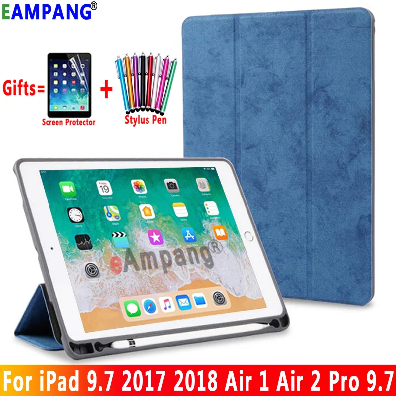 Умный чехол для Apple iPad 9 7 2017 2018 с держателем карандашей Air 1 2 5 6 поколения Pro