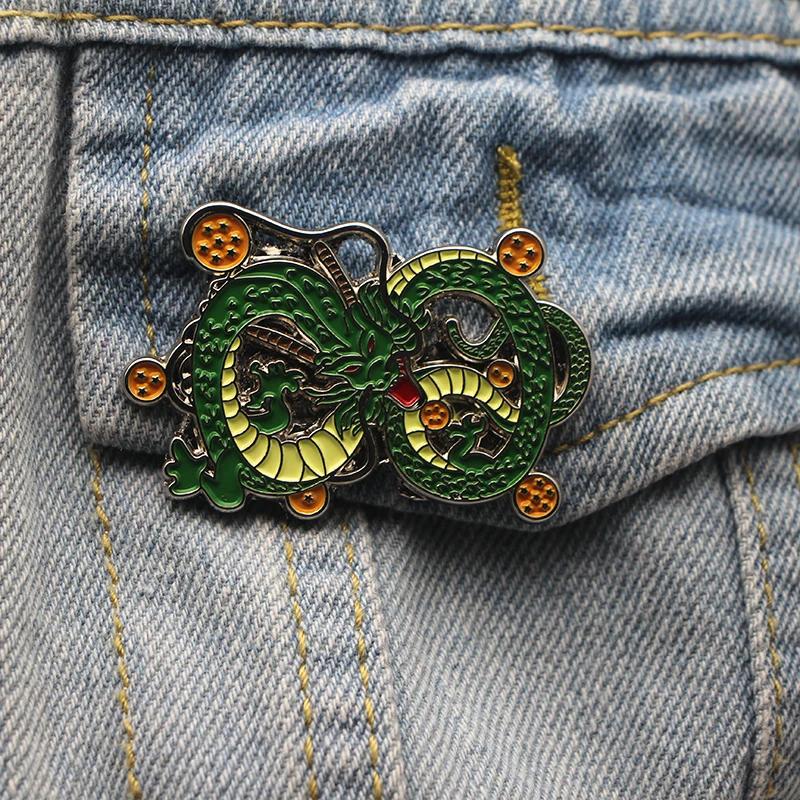 L2401 аниме Dragon Ball z Shenron металлическая Эмаль Булавка и броши рюкзак/сумки значок джинсовая брошь воротник ювелирные изделия подарки 1 шт