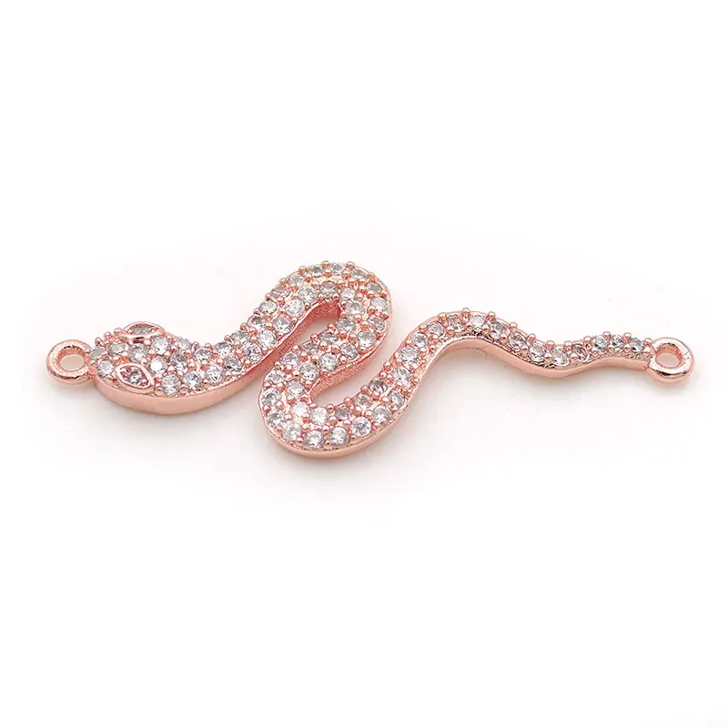 Rose Gold 40*13*3 мм микро проложить прозрачные CZ Змея разъемы подходят для мужчин и женщин делая браслеты ювелирные изделия - Metal color: Rose Gold