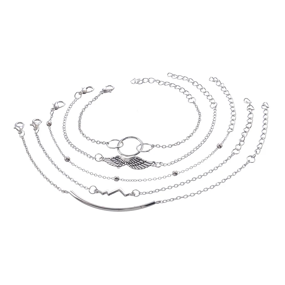 5 шт./компл. богемные Ретро браслеты из бисера в виде Круга цепи сердцебиения