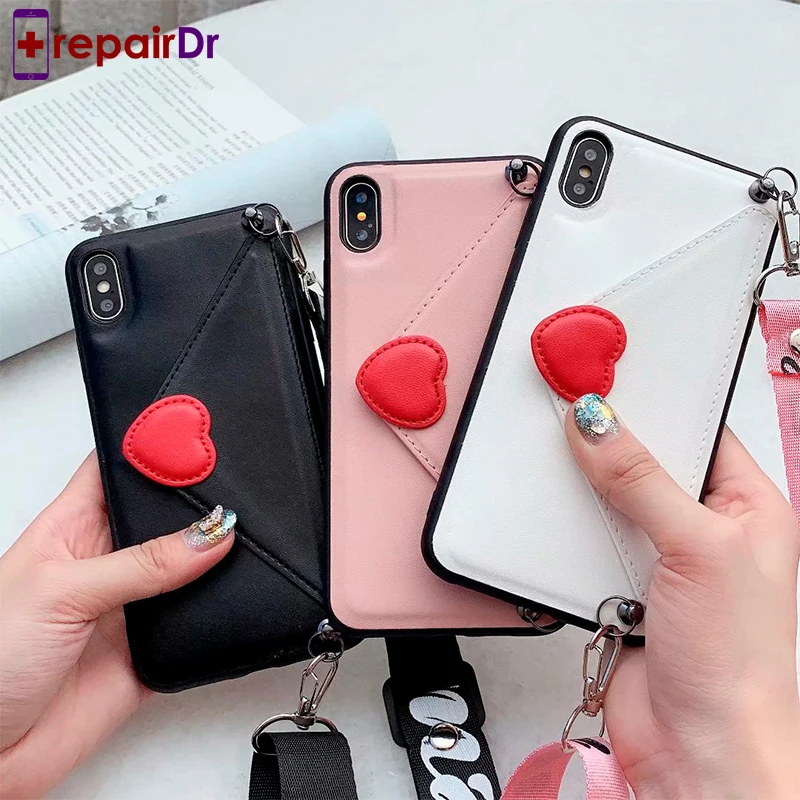 Чехол Кошелек для телефона iPhone XR XS MAX 7 8 Plus чехол из искусственной кожи с сердечком