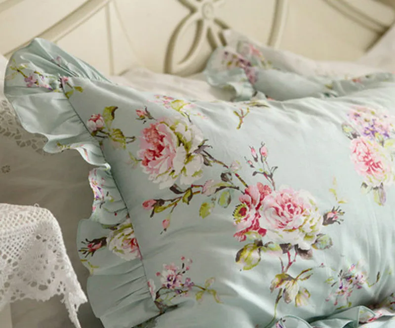 

European Flower Print Bedding Set Rustic Duvet Cover Bedding Wrinkle Bedspread Bed Sheet for Wedding Pillowcase Bed Clothes