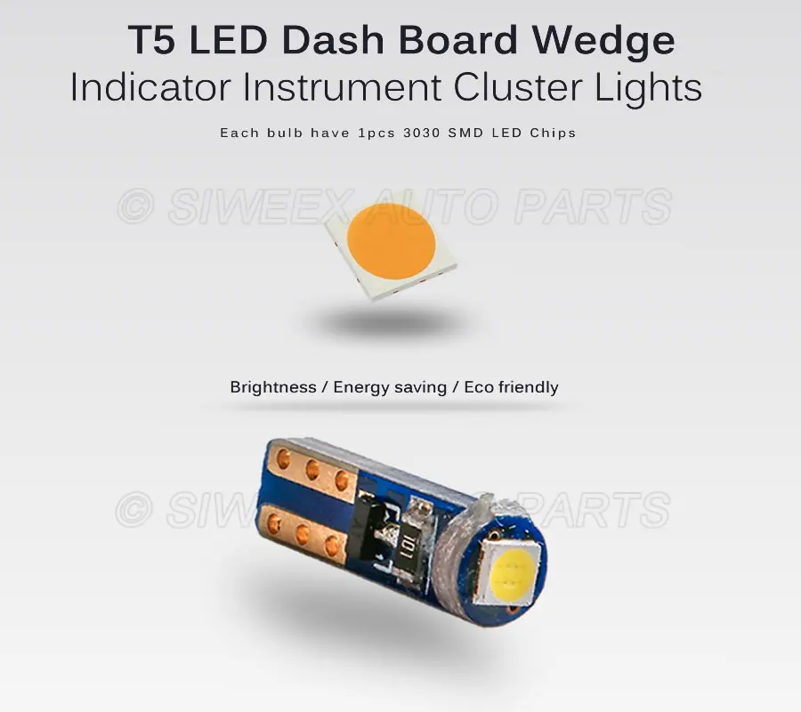 Автомобильные светодиодные лампы W3W T5 4 шт. 1SMD 3030 Canbus без ошибок индикатор