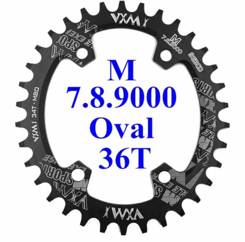 oval black 36T VXM 30T 32T 34T 36T 38T 96BCD алюминиевый сплав Овальный Круглый поднос Шатуны Дорожный велосипед лоток для M7000 M8000 M9000 Запчасти для велосипедов - Цвет: oval black 36T