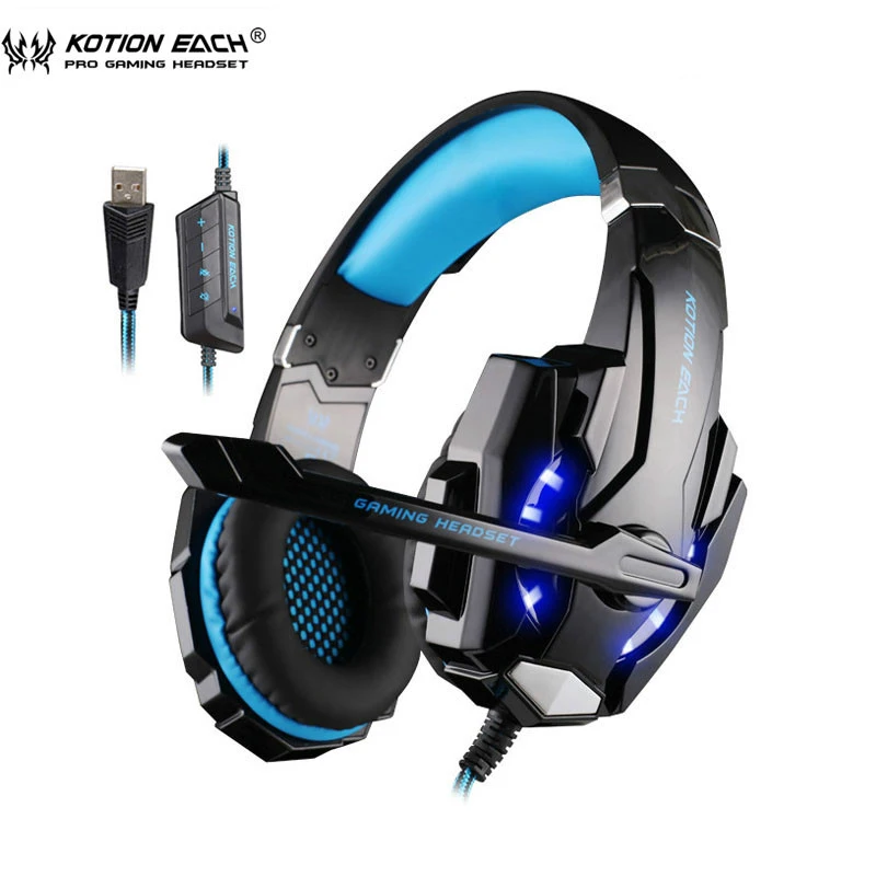 KOTION EACH G9000 USB 7.1 Surround Sound Светодиодные Игровые Наушники за вкладыши Гарнитура с