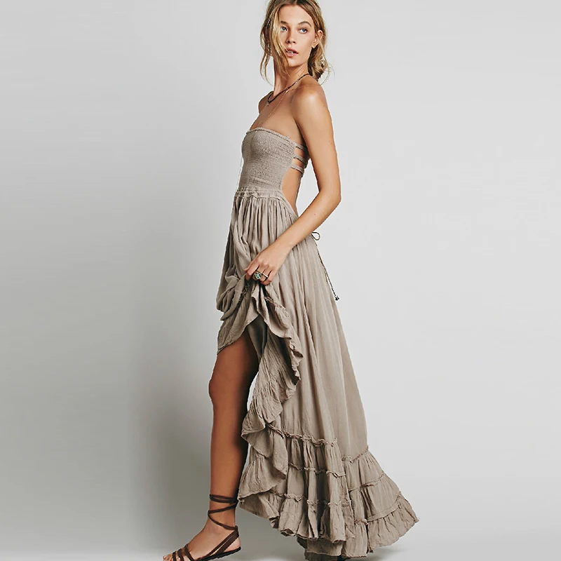 Summer2019 Новый Для женщин сексуальное платье розового цвета в стиле бохо шик