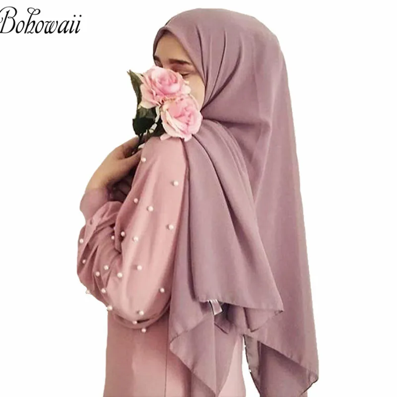 BOHOWAII шифоновый головной шарф мгновенный Мусульманский Хиджаб Jilbab готовый к