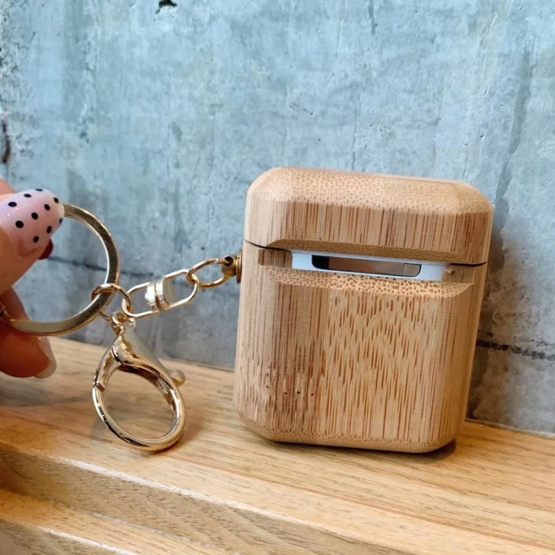 Carbonized bamboo Жесткий Чехол для AirPods, защитный чехол из твердой древесины, противоударный чехол для Apple, чехол для зарядки наушников с украшениями - Цвет: Carbonized bamboo