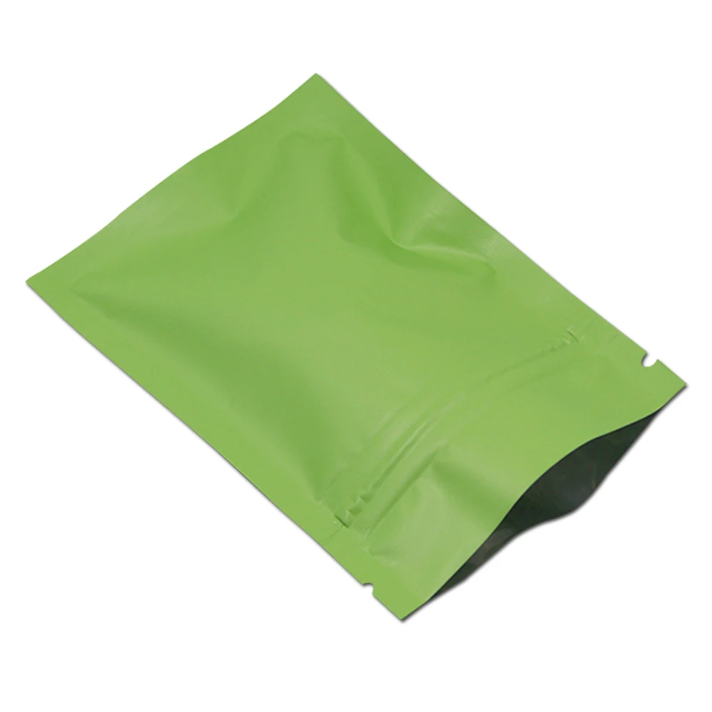 

200Pcs Matte Green Mylar Foil Zip Lock Packaging Bags Recloseable Aluminum Foil Zipper Bags Tea Nuts Ziplock Packing Pouch