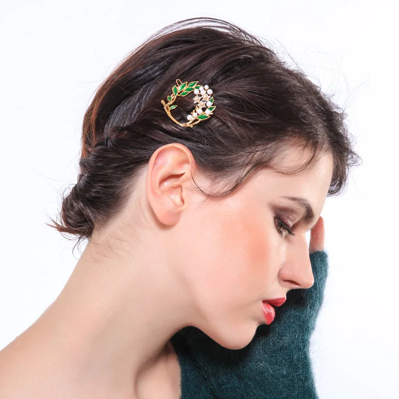 Новое поступление женские заколки для волос романтическая зеленая гирлянда с