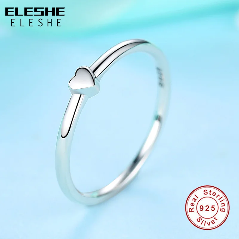 ELESHE, женские кольца, 925 пробы, серебряное, обещающее вечность, любовь, сердце, кольцо для женщин, пара, свадебные, модные ювелирные изделия, Anillos Mujer