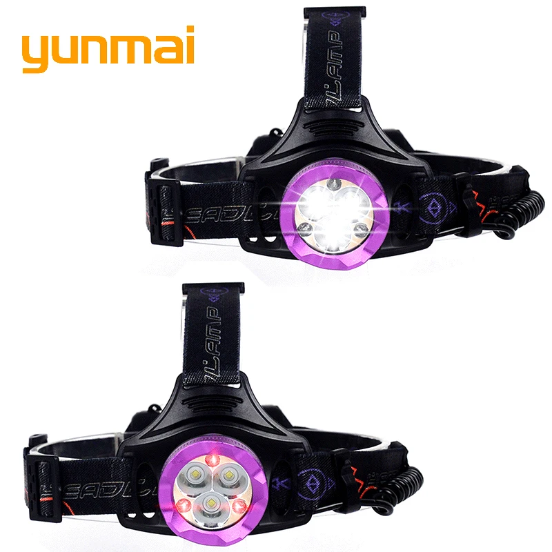 Usb люмен 6 светодиодных фар с SOS свистком красный свет 3 * XML T6 + налобных фонаря 18650