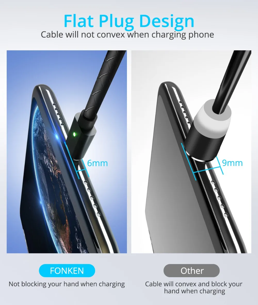 Магнитный кабель FONKEN, 3 А, Micro USB, магнитный кабель для быстрой зарядки, USB, зарядный кабель для телефона, Android, синхронизация данных, 1 м, 2 м, шнур для быстрой зарядки