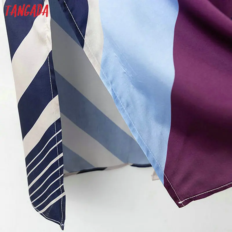 Tangada, корейский стиль, женское платье, весна, винтажное, Полосатое, офисное, свободное, модное, женская одежда, 1D68