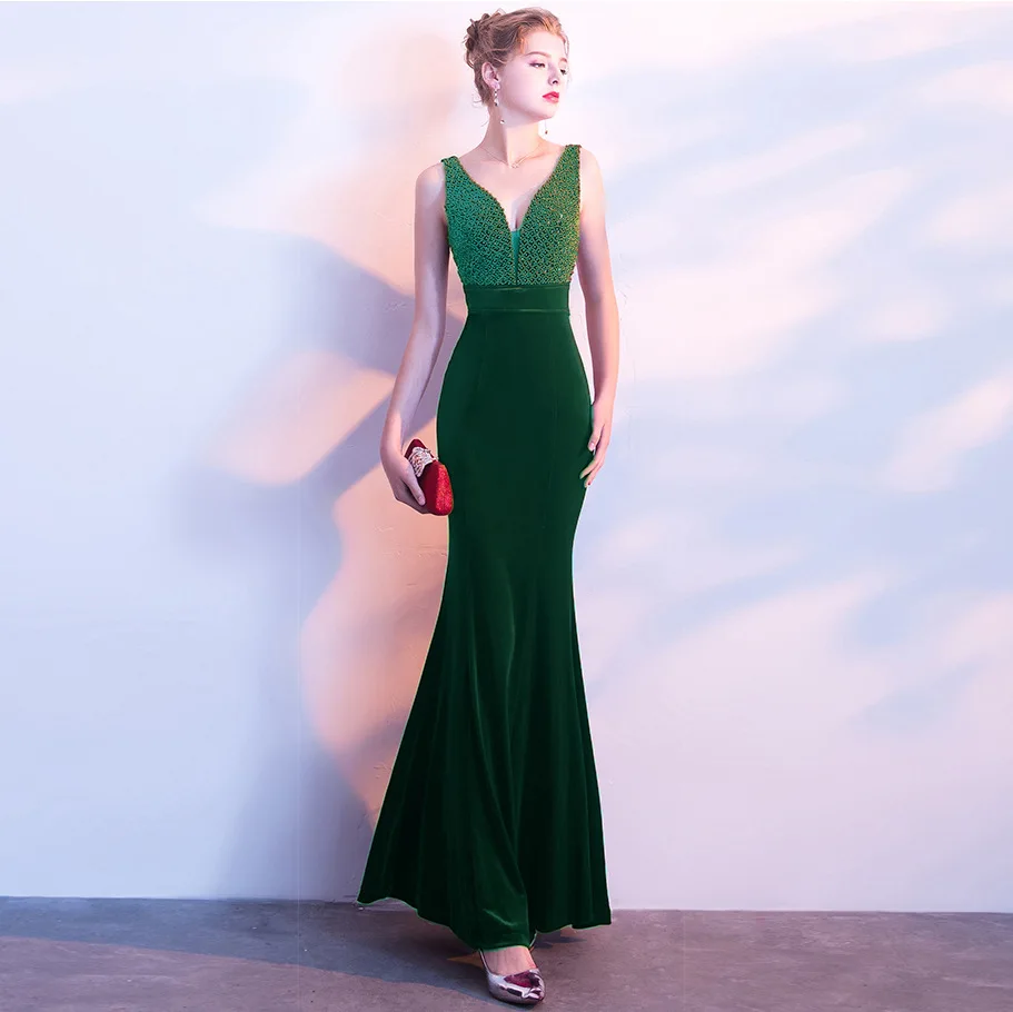 Бархат 2018 Для женщин платья пикантные элегантные Bodycon Русалка одеяние Пром