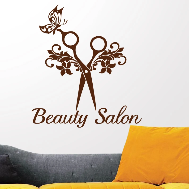 Scissor Hair Salon настенные наклейки для салона красоты виниловые барбершопа