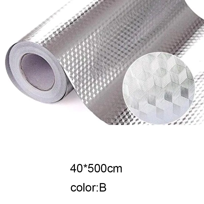 B 40 x 500CM Кухонная настенная наклейка из алюминиевой фольги водонепроницаемый съемный самоклеющийся масляный стойкие обои YU-Home - Цвет: B 40 x 500CM