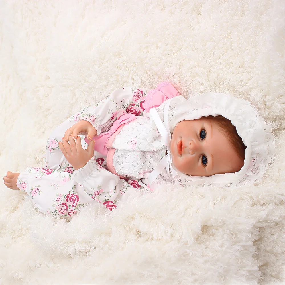 48cm 100% Comfortable boneca newborn lifelike baby reborn menina real silicone dolls and White hat for girls | Игрушки и хобби