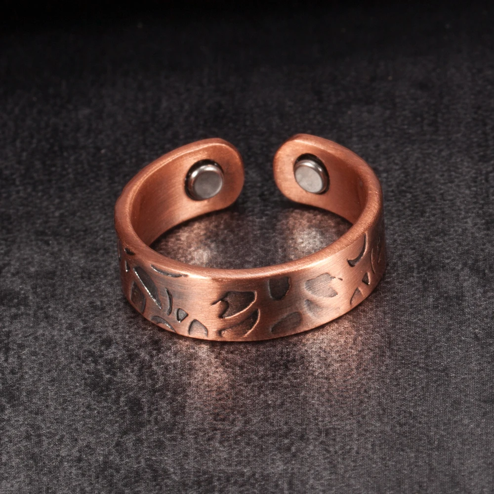 Vinterly Pure Copper Magnetic Rings for Women Vintage Wedding Engagement Womens Finger Adjustable Ring Minimalist Jewelry | Украшения и