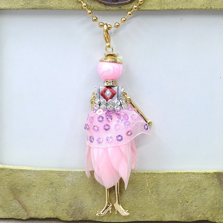 2015 Весна Горячая распродажа! Милое милое платье с перьями Кукольное ожерелье