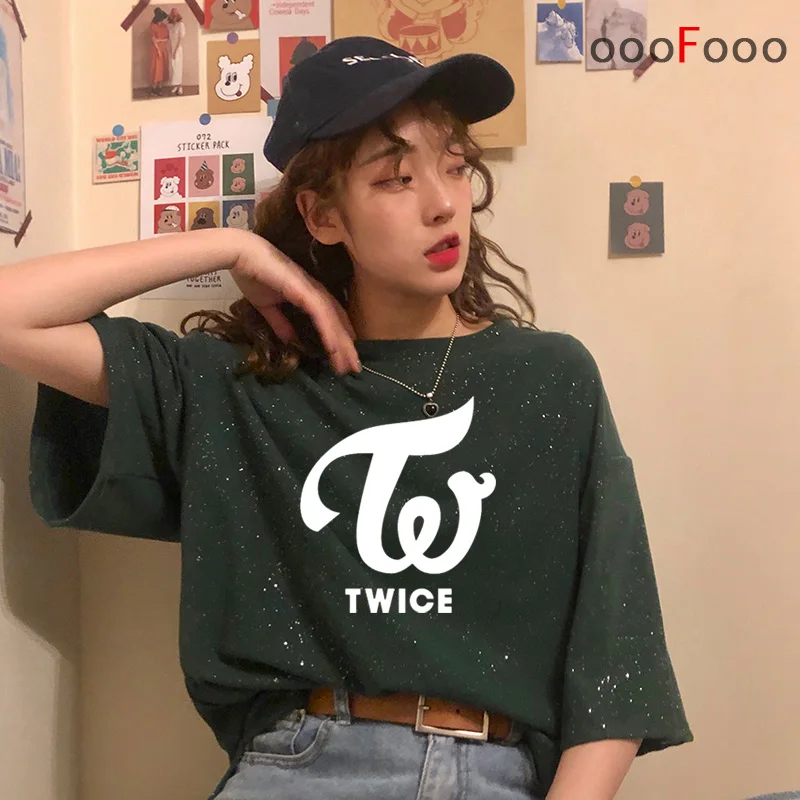 twice-green Mamamoo ateez футболка Черная розовая exo got7 Женская Футболка женская ikon loona nct seventeen stray kids super junior twice txt футболка - Цвет: twice-green