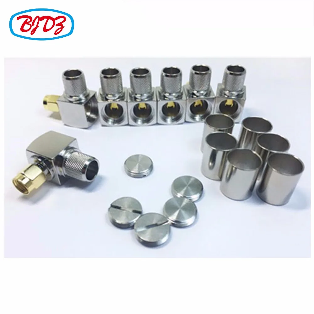 Бесплатная доставка 10 шт RPSMA Мужской правый угол обжимной разъем для кабеля