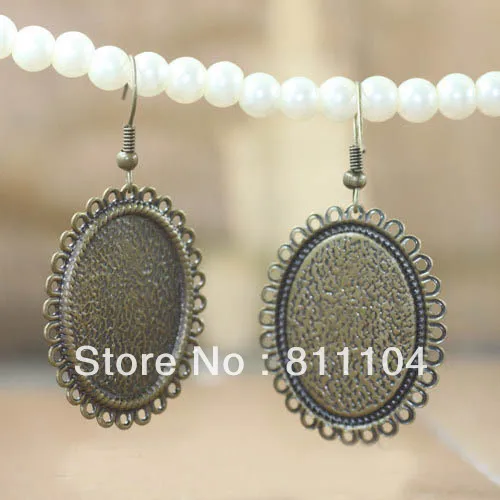 

Blank Earrigns Base 18x25mm Oval Tray bezel Cabochon Wired Clip Hook Earrings Base Settings Findings Crafts DIY Wholesale