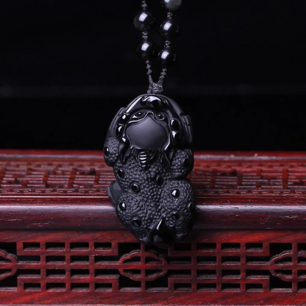 

100% Natural Black Obsidian Pixiu Pendant Men Lucky Pendant