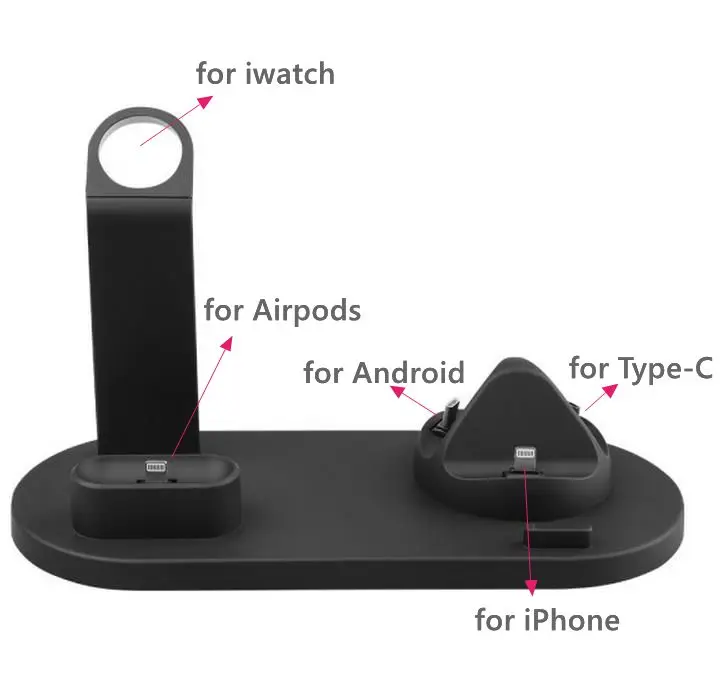 Зарядная док станция 3 в 1 для airpods iPhone X XR XS Max быстрой зарядки 8 7 Plus 6S 6 быстрая