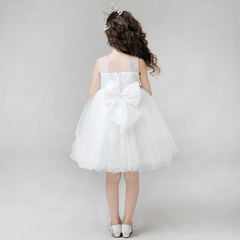 KICCOLY 2018 Summer Flower Girls Dress White Wedding Pageant Bridesmaid Gown Princess Party Tutu Dresses Kids Clothes 1-14T | Детская